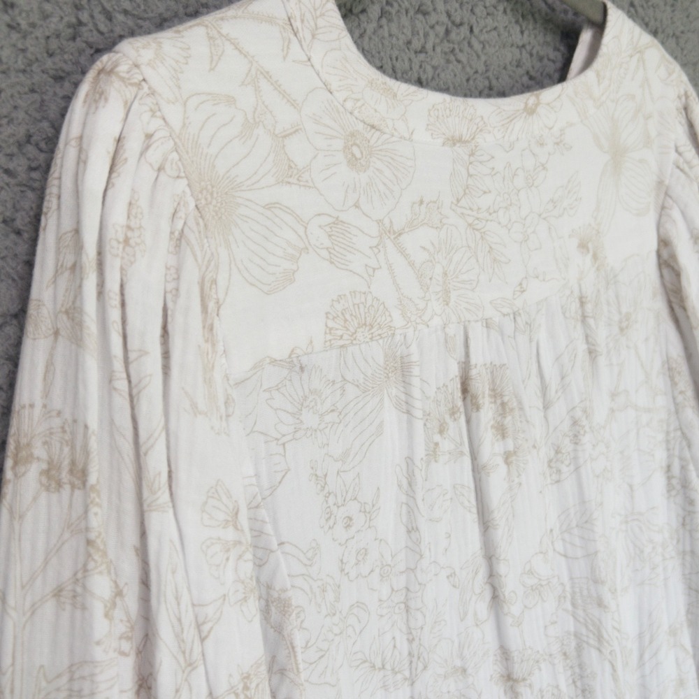Laura Ashley White and Beige Floral Button-Front Blouse - Picture 15 of 16